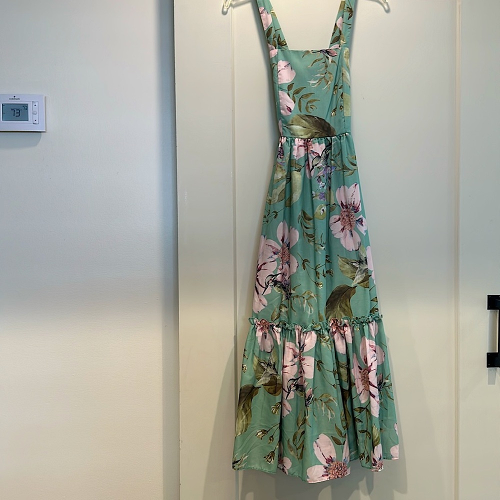 Green floral sundress